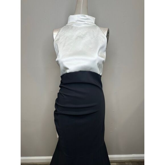 Chiara Boni La Petite Robe Gaga Two-Tone Halter Trumpet Gown US 12 $1295 - Picture 7 of 13